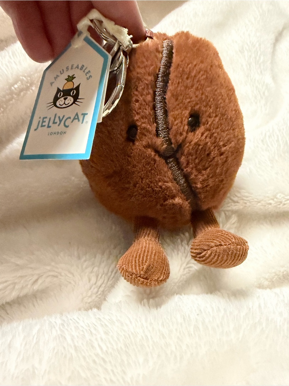 Jellycat Rust Brown Plush Coffee Bean Keyring